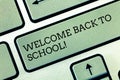 Writing note showing Welcome Back To School. Business photo showcasing Return to classroom Study again Education Royalty Free Stock Photo