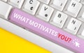 Writing note showing What Motivates Youquestion. Business photo showcasing know reasons why you want to wake up each morning White Royalty Free Stock Photo