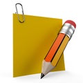 Writing on office note with a yellow pencil repres Royalty Free Stock Photo