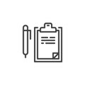 Writing pad and pen outline icon Royalty Free Stock Photo
