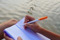 Writing a personal diary. Writing memoirs and poems Royalty Free Stock Photo