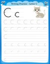 Writing practice letter C