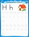 Writing practice letter H