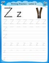 Writing practice letter Z
