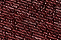 Writing programming code on laptop. Digital binary data on computer screen