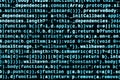 Writing programming code on laptop. Digital binary data on computer screen Royalty Free Stock Photo