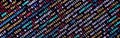 Writing programming code on laptop. Digital binary data on computer screen