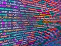 Writing programming code on laptop. Modern web network and internet telecommunication technology. Software developer programming Royalty Free Stock Photo