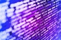 Writing programming functions on laptop. Blurred screen with selective focus. Abstract computer script source code. WWW software Royalty Free Stock Photo