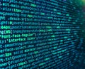 Writing programming functions on laptop. HTML code on lcd screen. Modern technologies, web cascading design. Photo of computer Royalty Free Stock Photo