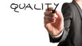 Writing Quality on virtual whiteboard Royalty Free Stock Photo