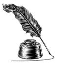 Writing Quill Feather Pen and Ink Well Royalty Free Stock Photo