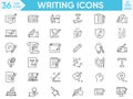 writing related icon such as, question mark, talk, answer, test, learning