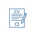 Writing a resume line icon concept. Writing a resume flat vector symbol, sign, outline illustration.