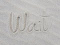 Writing on sand beach