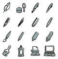 Writing Tools Icons Freehand 2 Color Royalty Free Stock Photo