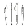 Writing tools icons set design doodle isolated. Royalty Free Stock Photo