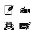 Writing and Typewriting. Simple Related Vector Icons Royalty Free Stock Photo
