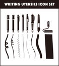 Writing utensils icon set