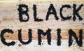 Written :Black cumin Royalty Free Stock Photo