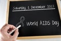 Written on a chalk slate date of celebration of the World AIDS Day of 2018, Royalty Free Stock Photo