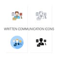 Written communication icons set