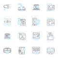 Written communication linear icons set. Grammar, Spelling, Punctuation, Clarity, Conciseness, Editing, Proofreading line