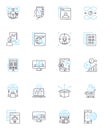 Written communication linear icons set. Grammar, Spelling, Punctuation, Clarity, Conciseness, Editing, Proofreading line