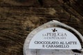 Close up of an Italian packaged chocolate, from the Euro Chocolate Festival of Perugia.