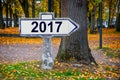 2017 written on an old french roadsign