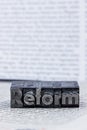 Written reform in lead letters