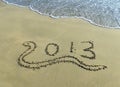 2013 written in sand Royalty Free Stock Photo