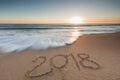 2018 written in the sand Royalty Free Stock Photo