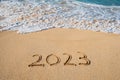 2023 written in the sand- New Years concept
