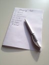 Written shopping list