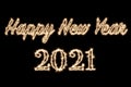 2021 written with Sparkle firework on black background, happy new year