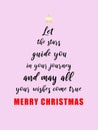 Pink Christmas card written with a positive wish in the shape of a Christmas tree with a star. Royalty Free Stock Photo