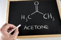 Written to hand with chalk in a slate it formulates of the acetone Royalty Free Stock Photo