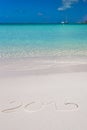 2015 written on tropical beach white sand with Royalty Free Stock Photo