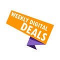 Written WEEKLY DIGITAL DEALS, advertising text