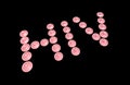 Written word hiv with condoms Royalty Free Stock Photo