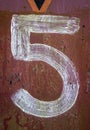 Written Wording in Distressed State Typography Found Number Five 5