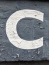 Written Wording in Distressed State Typography Found Number Letter C