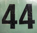 Written Wording in Distressed State Typography Found Number Forty Four 44