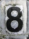 Written Wording in Distressed State Typography Found Number Eight 8