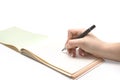 Writting hend in a notebook Royalty Free Stock Photo