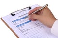 Writting registration form. Royalty Free Stock Photo