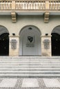 WROCÃÂAW, POLAND - JULY 28, 2022: Entrance to the main building of Wroclaw University of Science and Technology (A-1)