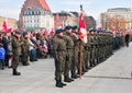 Wrocla, Poland, 11 November 2018. Independence Day in Poland. Soldiers Parade celebrating independence day in Wroclaw