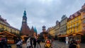 Wroclav, Poland - December 23, 2018 - Wroclav Christmas market in the main city square Royalty Free Stock Photo